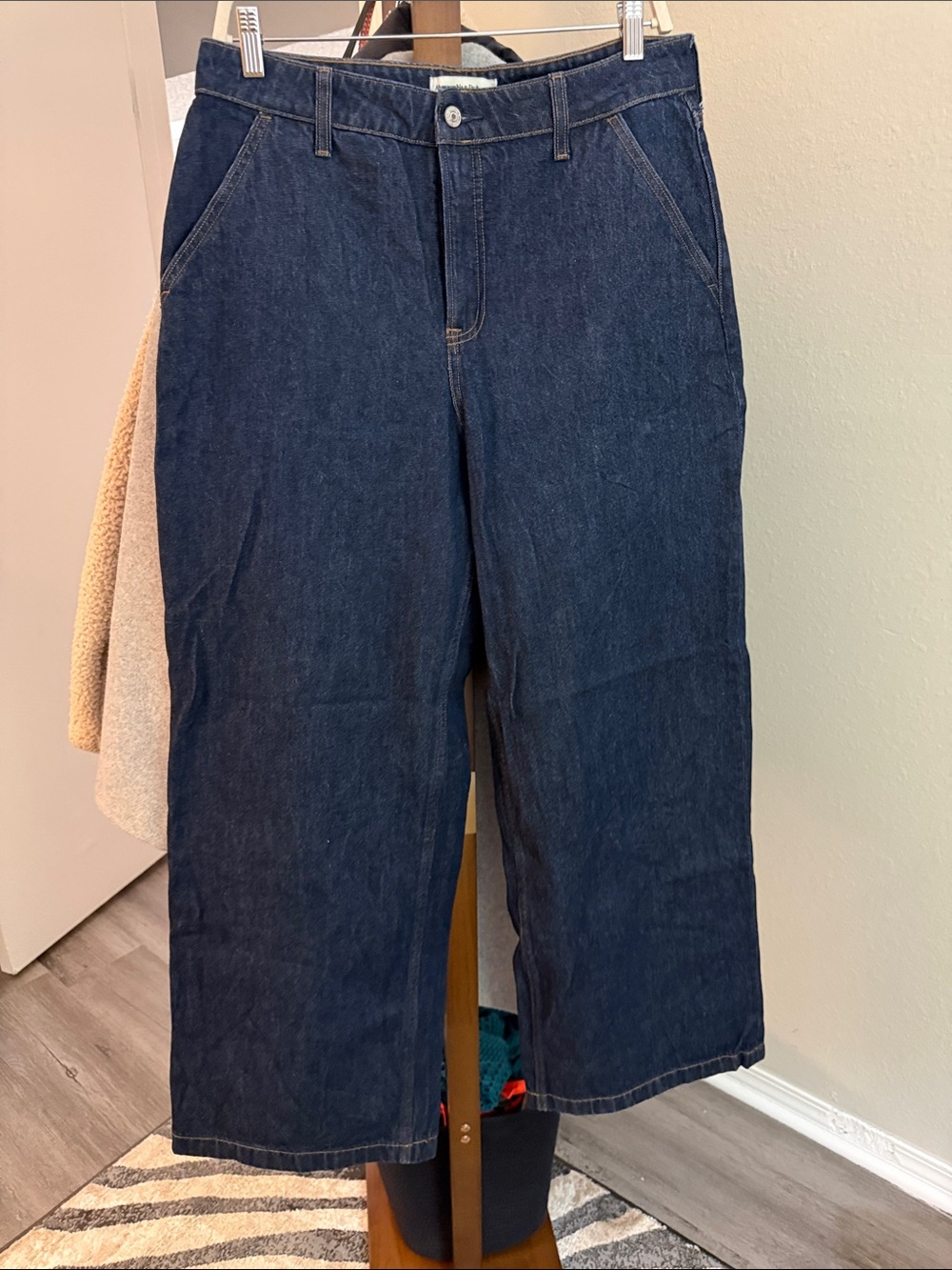 Abercrombie & Fitch Dark Indigo Wide Leg Jeans Curve Love